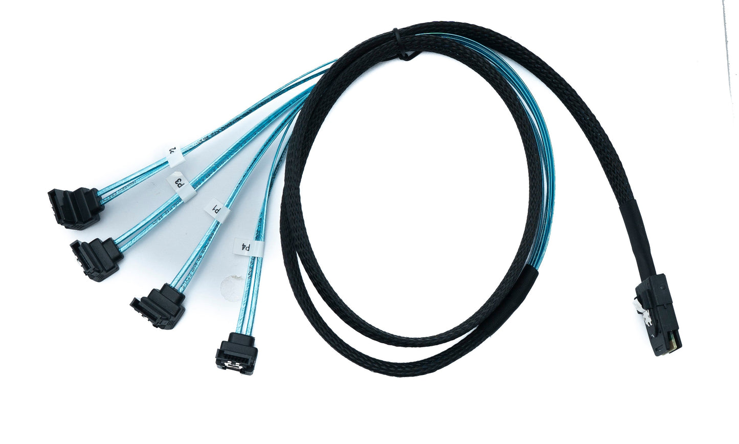 SYSTEM-S SFF-8087 cable 100 cm Mini SAS 36 pin to 4x SATA 7 pin angle for RAID hard drive motherboard
