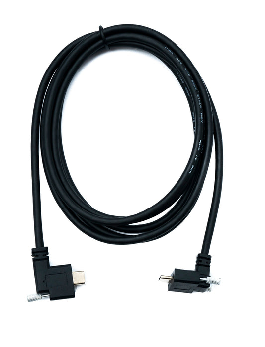 SYSTEM-S USB 3.1 Gen 2 snúra 200 cm Tegund C karlkyns í karlkyns einfaldur tvöfaldur skrúfusnúningur 2x hornréttur upp niður 10 Gbit/s