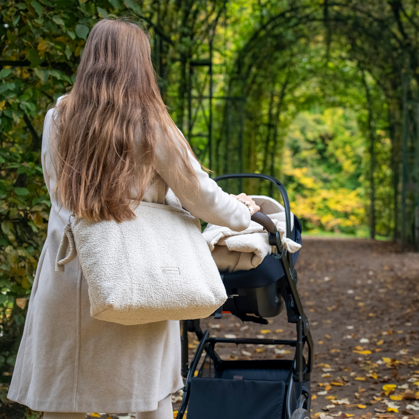Wickeltasche Bouclé Teddystoff für den Kinderwagen - Mom bag