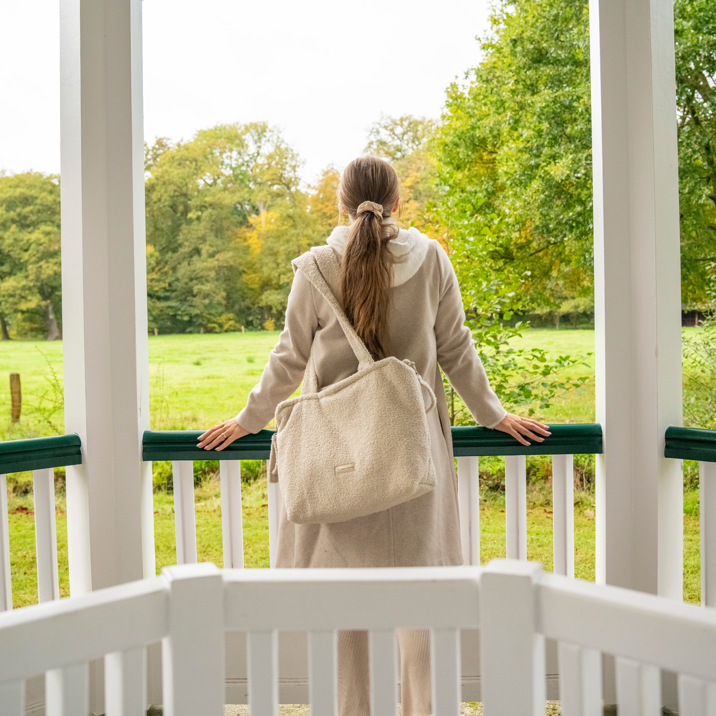 Wickeltasche Bouclé Teddystoff für den Kinderwagen - Mom bag
