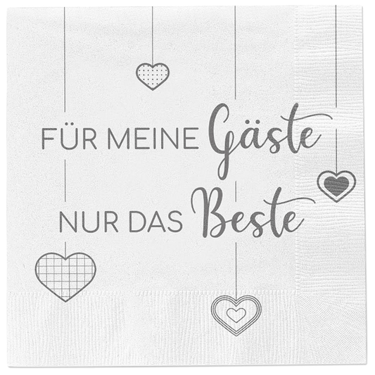 Servietten Papier Für meine Gäste nur das Beste 80 Stück Party Fest weiß 33x33cm
