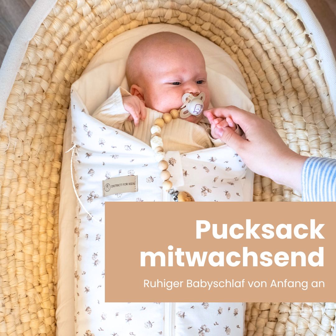 Pucksack Baumwolle Rosen mitwachsend – Ganzjahres Babyschlafsack & Einschlafhilfe
