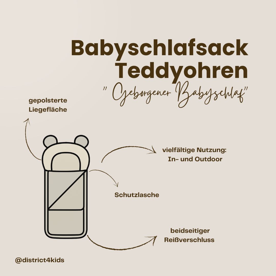 Babyschlafsack Teddyohren Teddy Bouclé - kuscheliger Ganzjahresschlafsack