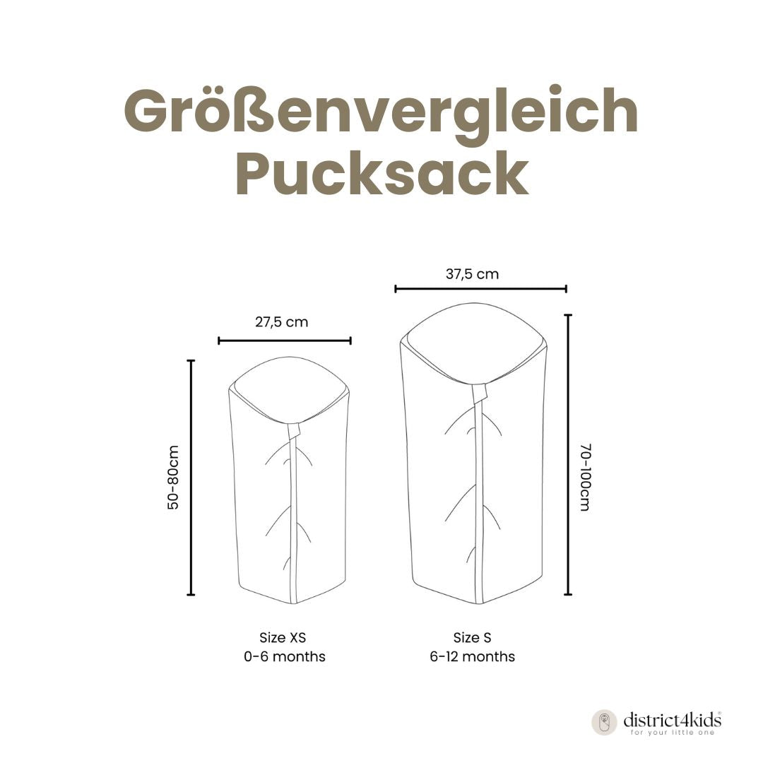 Pucksack Musselin Herzen braun mitwachsend – Ganzjahres Babyschlafsack