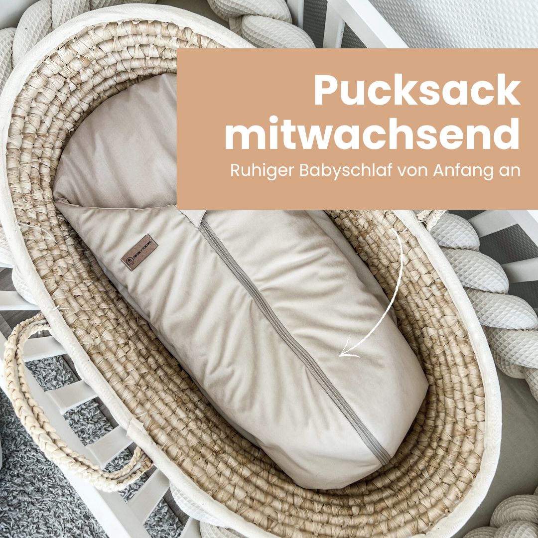 Pucksack Velours mitwachsend –  Ganzjahres Babyschlafsack & Einschlafhilfe