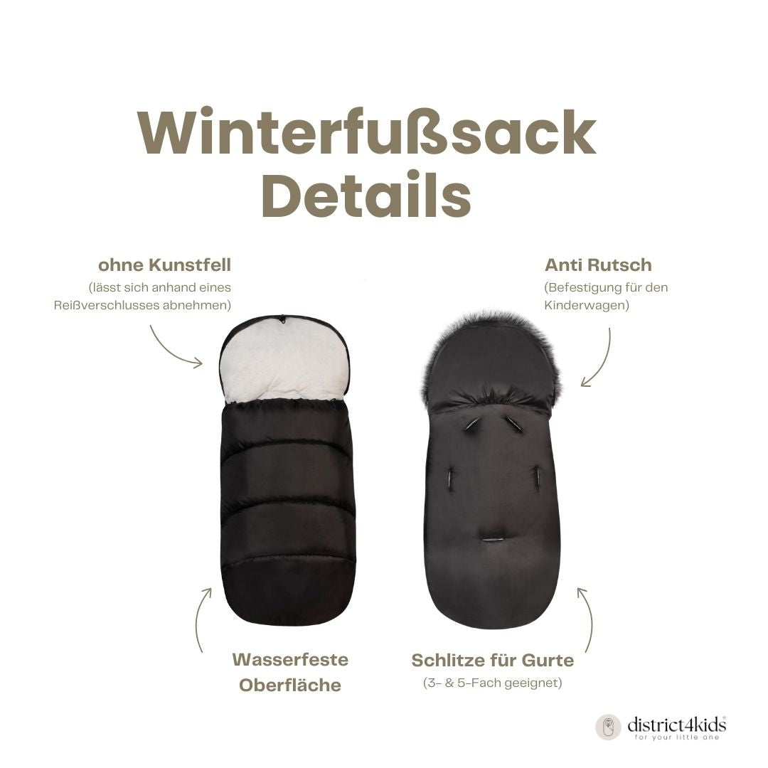 Winterfußsack wasserabweisend mit Fell – für Kinderwagen