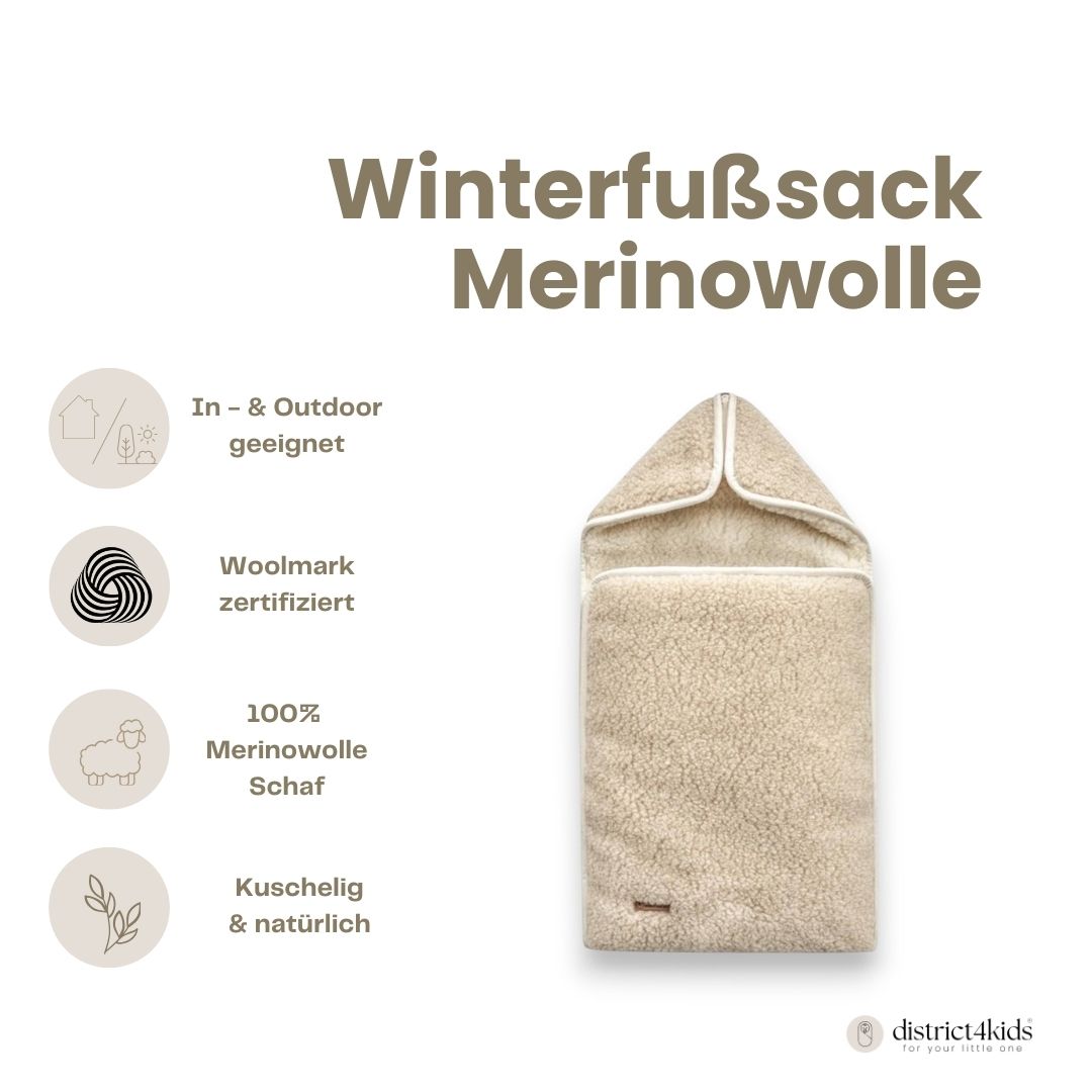 Winterfußsack Schlafsack Merinowolle – für Babywanne & Kinderwagen
