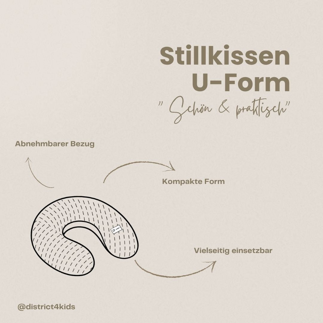 Stillkissen U-Form Musselin mit abnehmbaren Bezug – ergonomisches Mondstillkissen