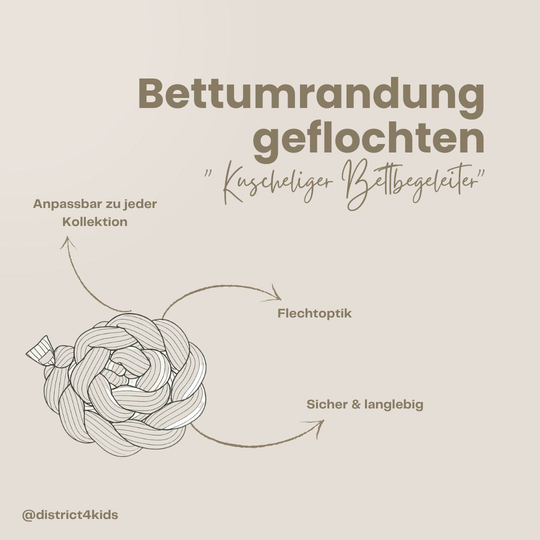 Bettschlange geflochten Fischgrätenoptik Velours – Premium Schutz & Komfort