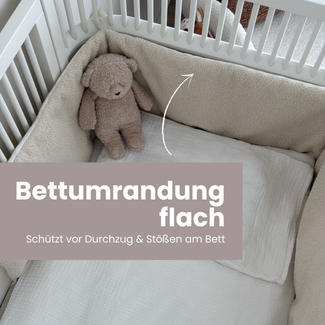 Bettumrandung Teddy Bouclé – Weiche Premium Umrandung für Baby- & Beistellbetten