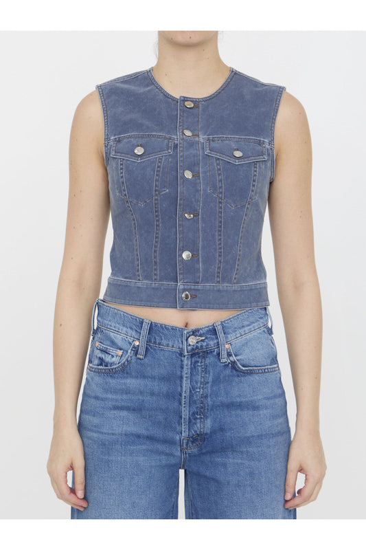 Vest in denim trompe-l'oeil