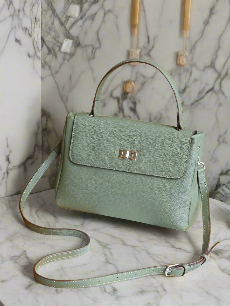 Hönnuð leðurtaska fyrir konur, retro axlar- og crossbody-skrifstofuveski