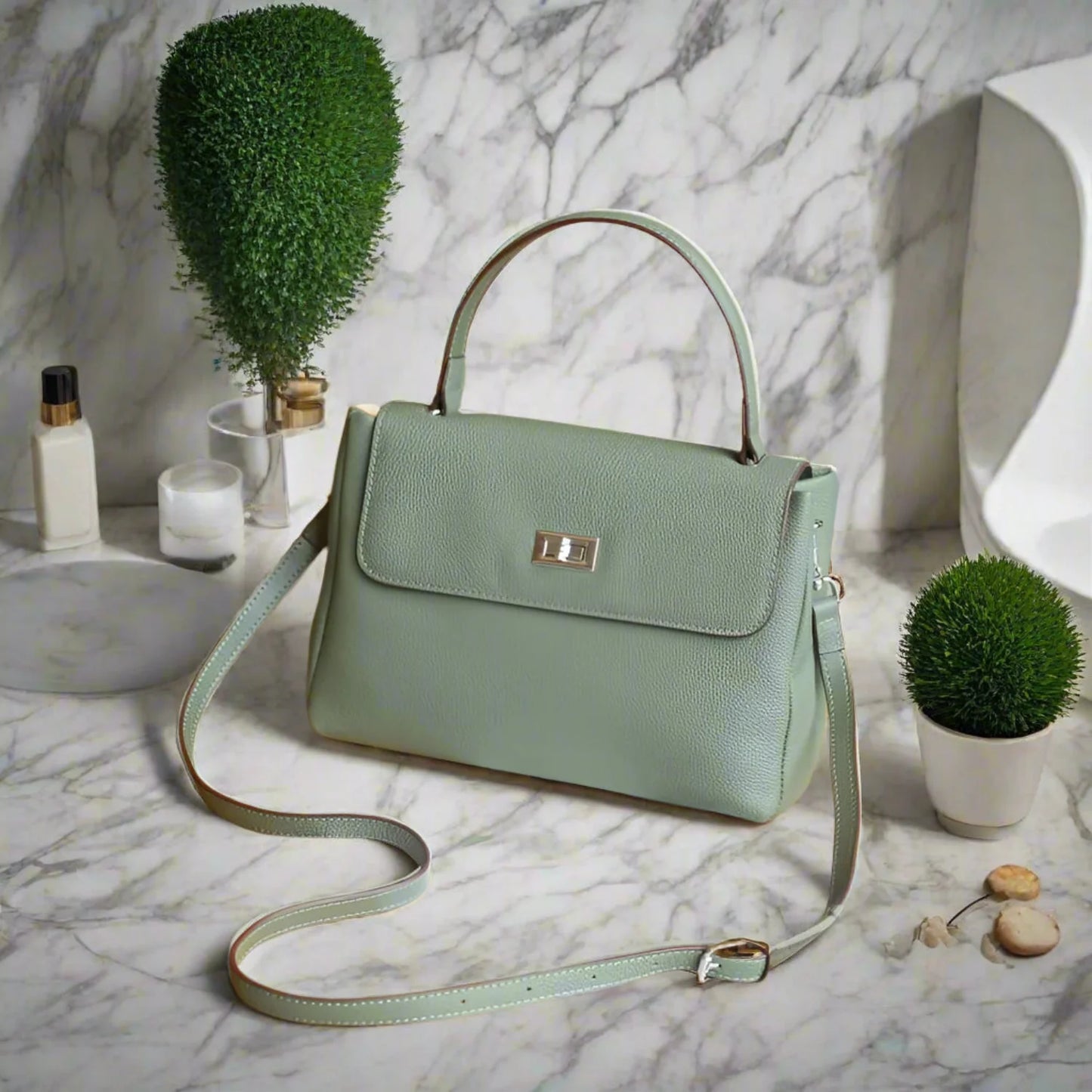 Hönnuð leðurtaska fyrir konur, retro axlar- og crossbody-skrifstofuveski
