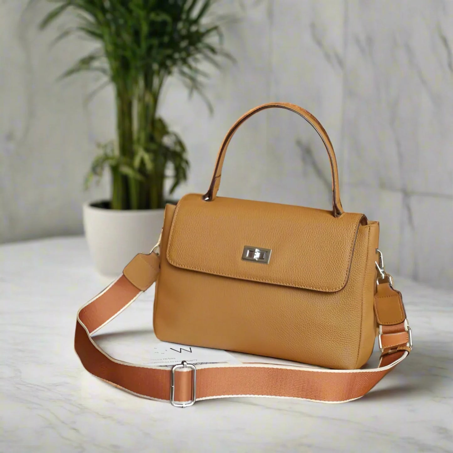 Hönnuð leðurtaska fyrir konur, retro axlar- og crossbody-skrifstofuveski