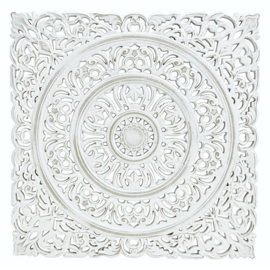 Wandornament Holz weiß 55x55 cm shabby Landhaus Ornament Holzornament Holzbild