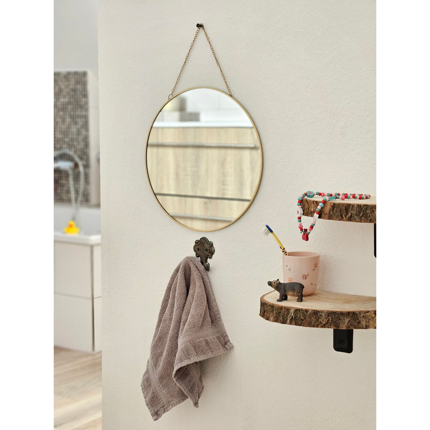 Spiegel rund Wandspiegel Schminkspiegel runder Dekospiegel Metall GOLD Ø 30 cm