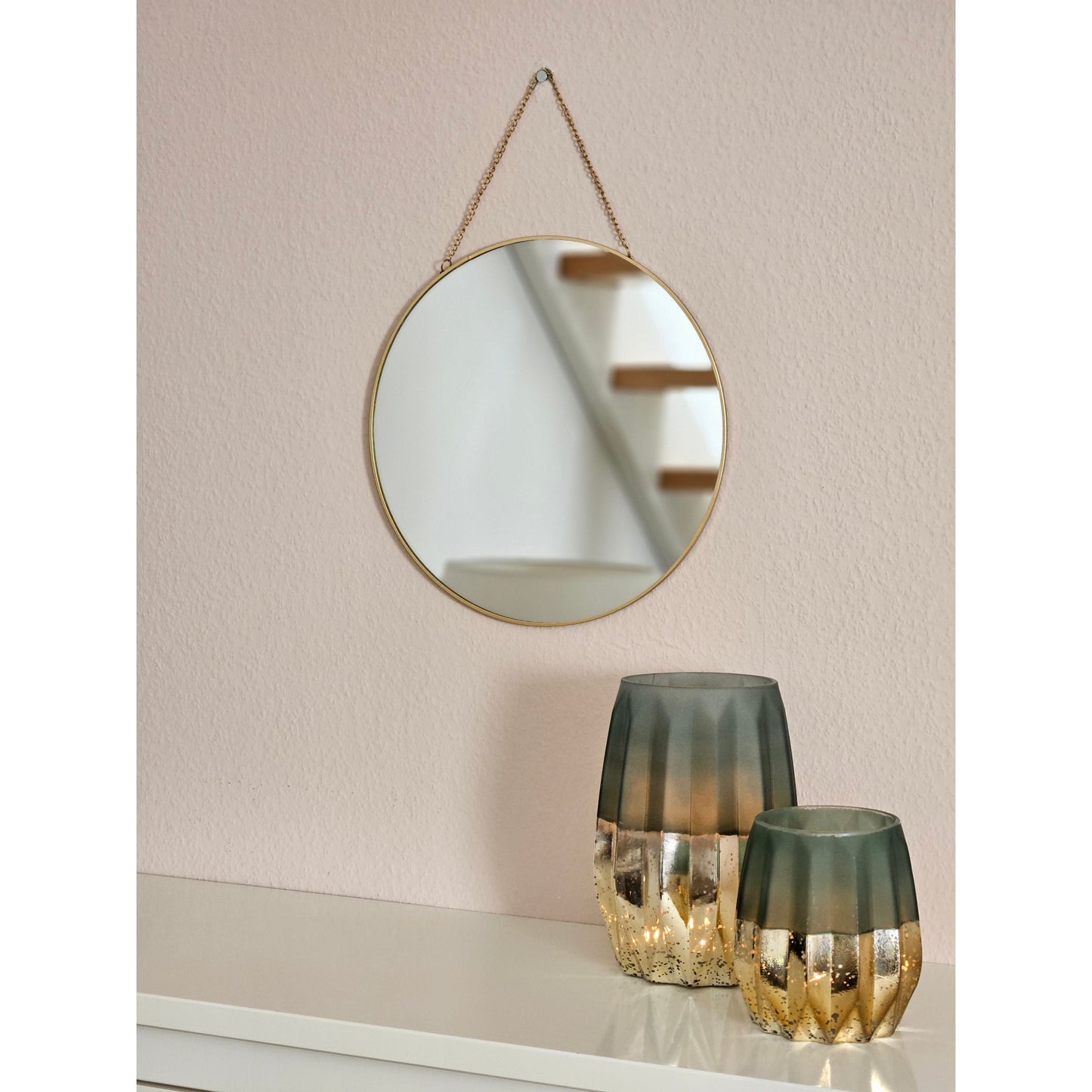 Spiegel rund Wandspiegel Schminkspiegel runder Dekospiegel Metall GOLD Ø 30 cm