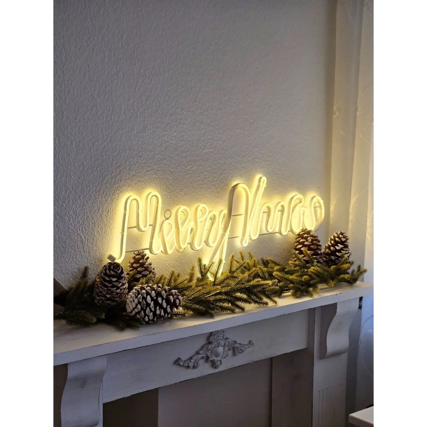 Weihnachtsbeleuchtung Schriftzug Merry xmas Frohe weihnachten LED warmweiß SALE