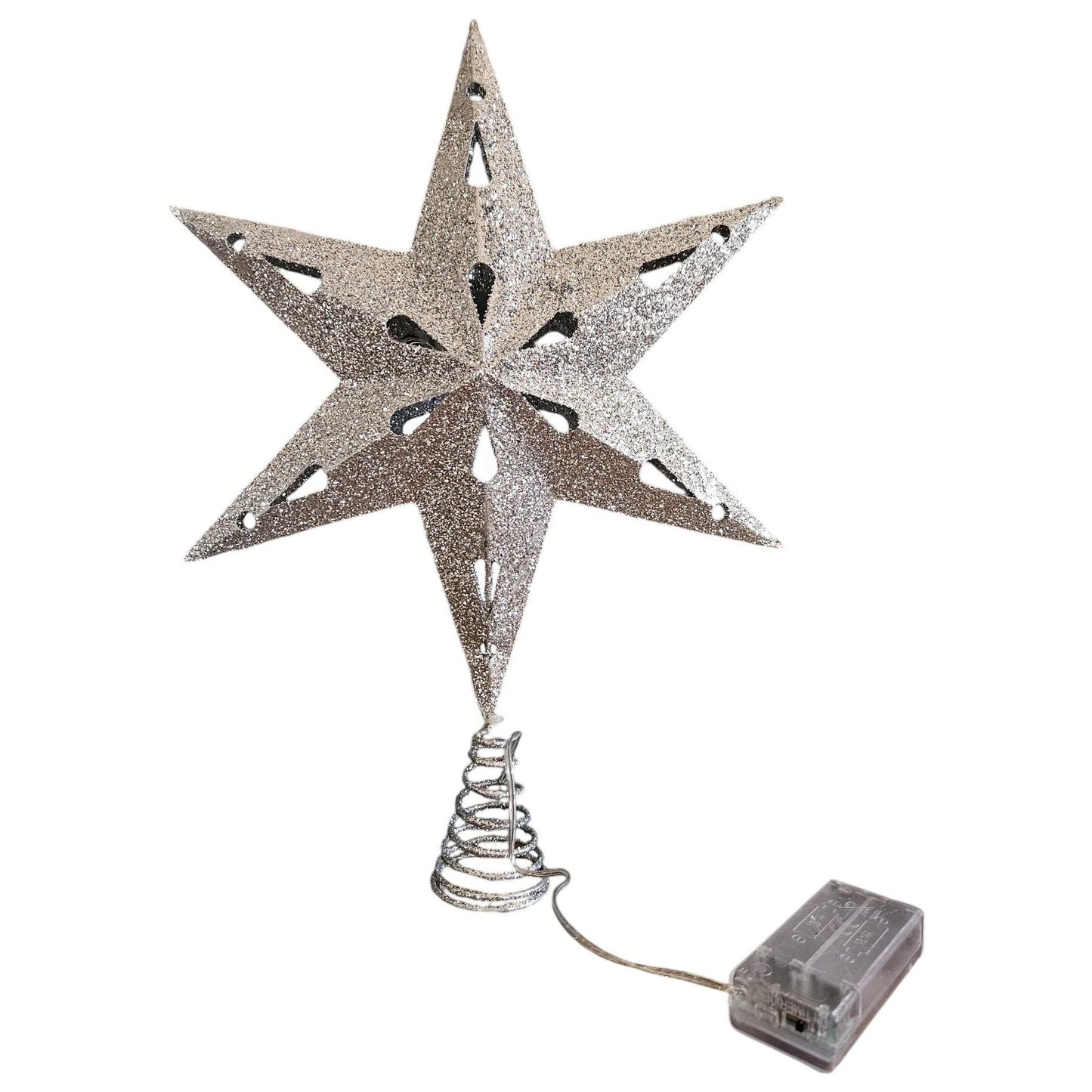 Christbaumspitze 35cm Baumspitze Weihnachten Metall Glitzer LED Stern B-WARE