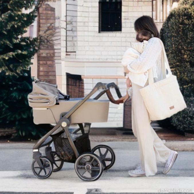 Wickeltasche Bouclé Teddystoff für den Kinderwagen - Mom bag