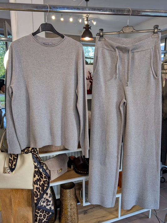 Wohlfühlset Pullover Jogginghose Feinstrick Viskose Grau, One Size