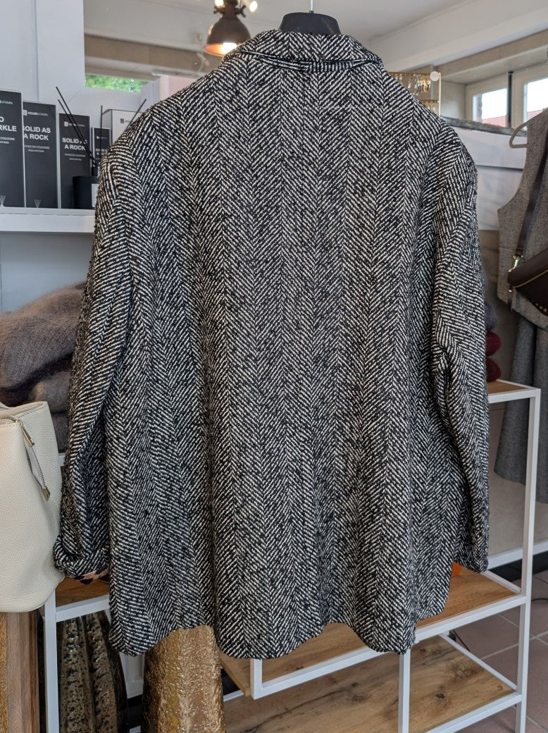 Damen Woll Blazer Fischgrät Leo Muster innen - von LUMINA, One Size