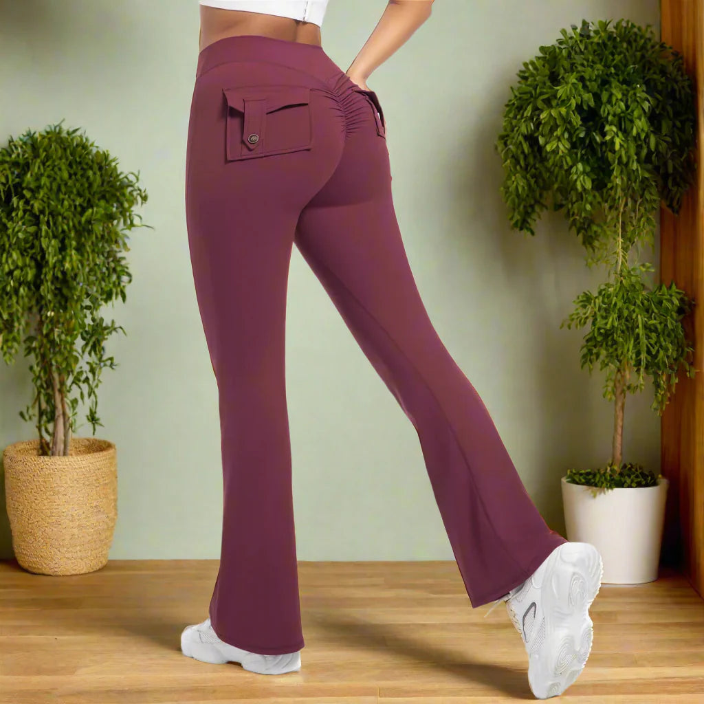 Leggings með víðvaxnum vösum fyrir konur, há mitti, öndunarvænar götustíll