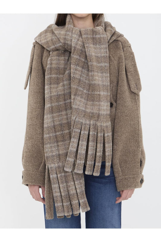 Wool-blend jacket with scarf
