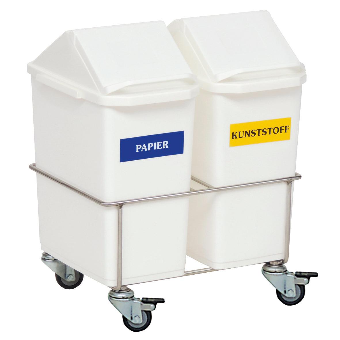 Novocal Zimmer-Wertstoffsammler Zweifachsammler Fahrgestell aus Edelstahl komplett ausgestattet mi | Packung (1 Stück)