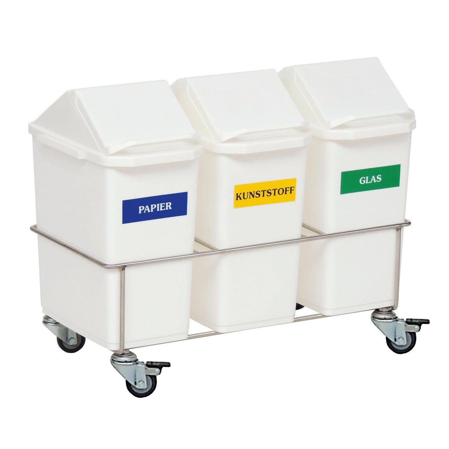 Novocal Zimmer-Wertstoffsammler Dreifachsammler Fahrgestell aus Edelstahl komplett ausgestattet mi | Packung (1 Stück)