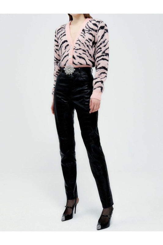 Zebra pattern knitted cardigan