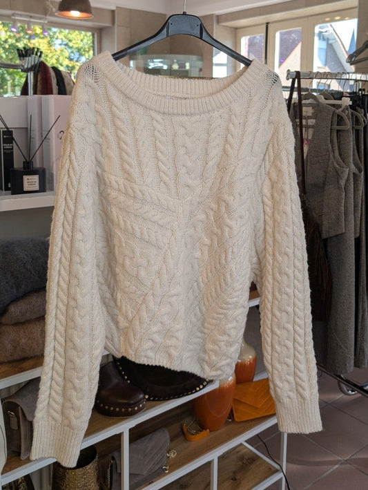 Zopfmuster Pulli asymmetrisch Viskose Créme One Size - von EFFENY HL211