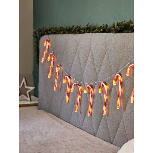Lichterkette 180 cm Zuckerstangen LED Batterie warmweiß Weihnachtsbeleuchtung