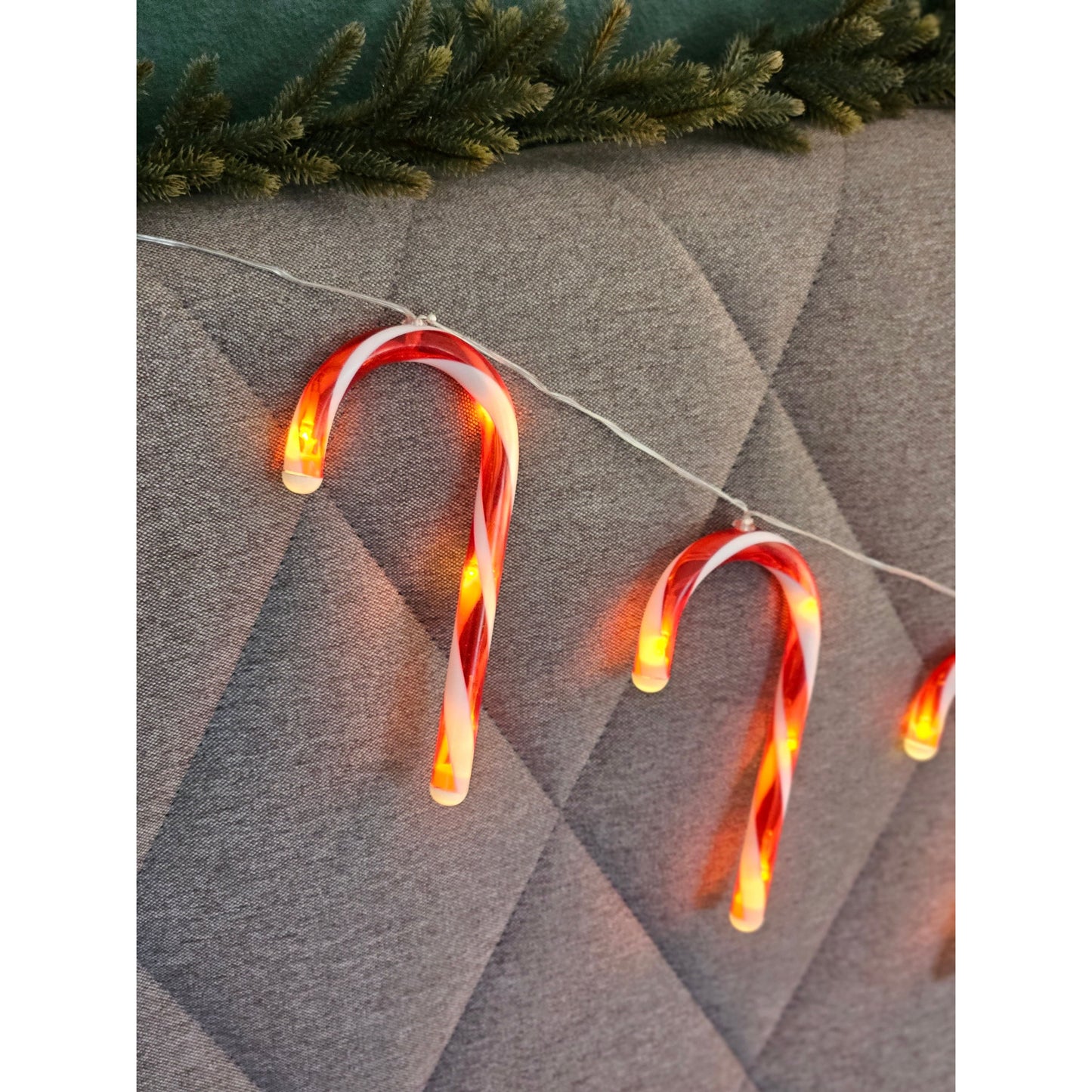 Lichterkette 180 cm Zuckerstangen LED Batterie warmweiß Weihnachtsbeleuchtung