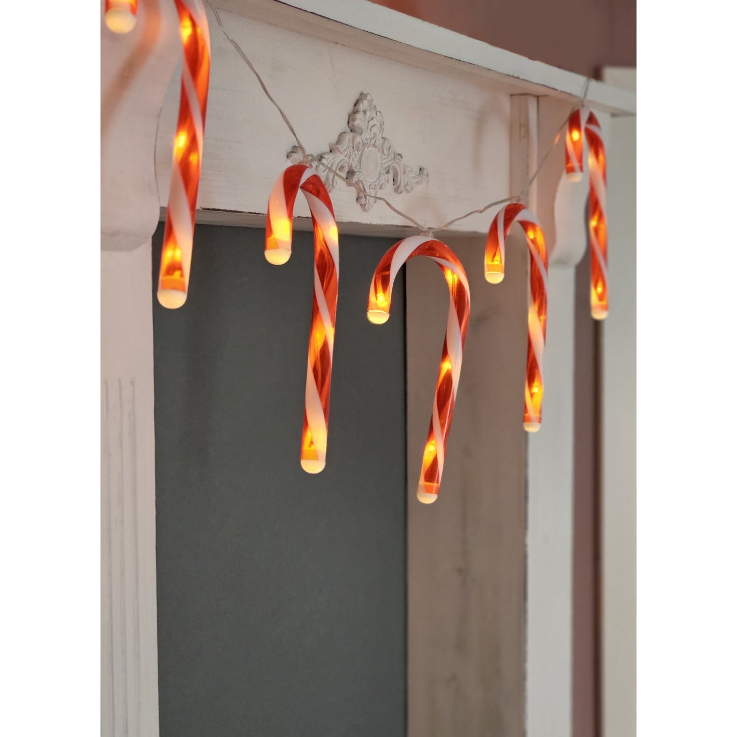 Lichterkette 180 cm Zuckerstangen LED Batterie warmweiß Weihnachtsbeleuchtung