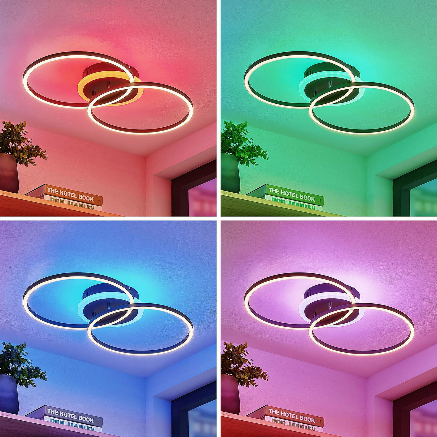 B-grade Lindby Kimari LED ceiling lamp, pendant lamp, light fixture, 30W RGB dimmable, black