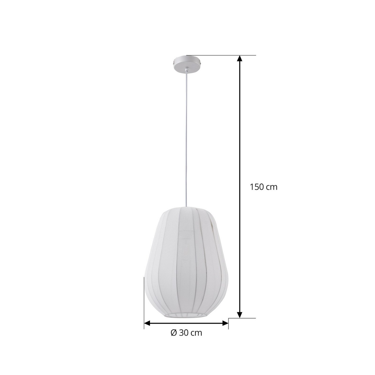 B-Ware Lindby Hängeleuchte Helin Weiß ø 30cm Stoff Hängelampe Lampe Leuchte Spot Licht