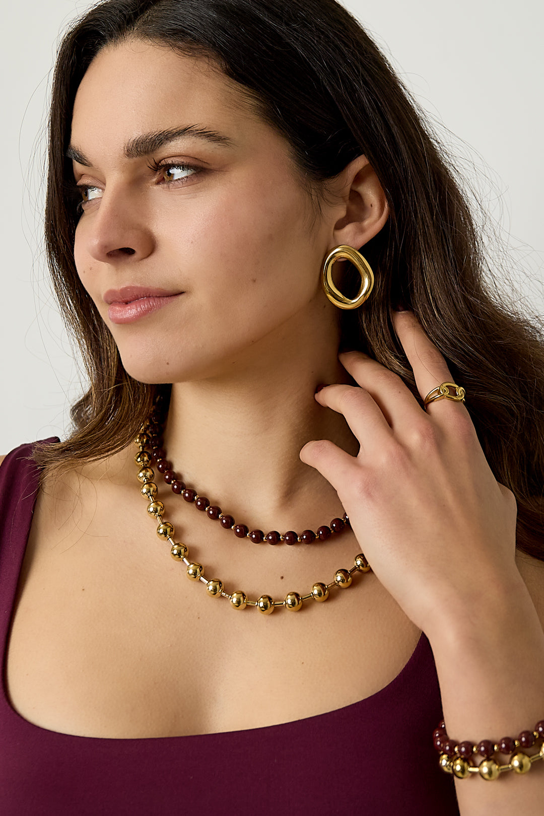 Acryl-Halsketten mit mehreren Lagen, Perlen, lässige und schlichte Serie, Damenschmuck