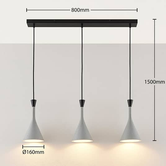 B-Ware Lindby Hangeleuchte Hangelampe Lampe Leuchte Flynn Furs Esszimmer Grau 3 Flg 1