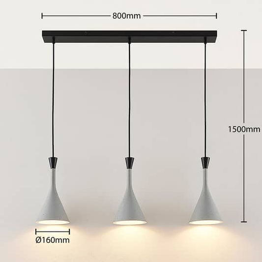 B-Ware Lindby Hangeleuchte Hangelampe Lampe Leuchte Flynn Furs Esszimmer Grau 3 Flg 1