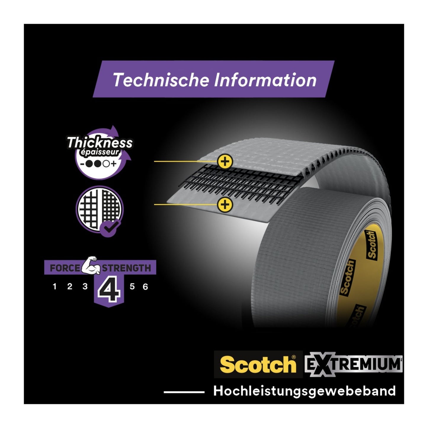 Scotch® Extremium™ No Residue Hochleistungs-Gewebeklebeband, 18,2 m x 48 mm, 1 Rolle/Pake | Packung (1 Rolle)
