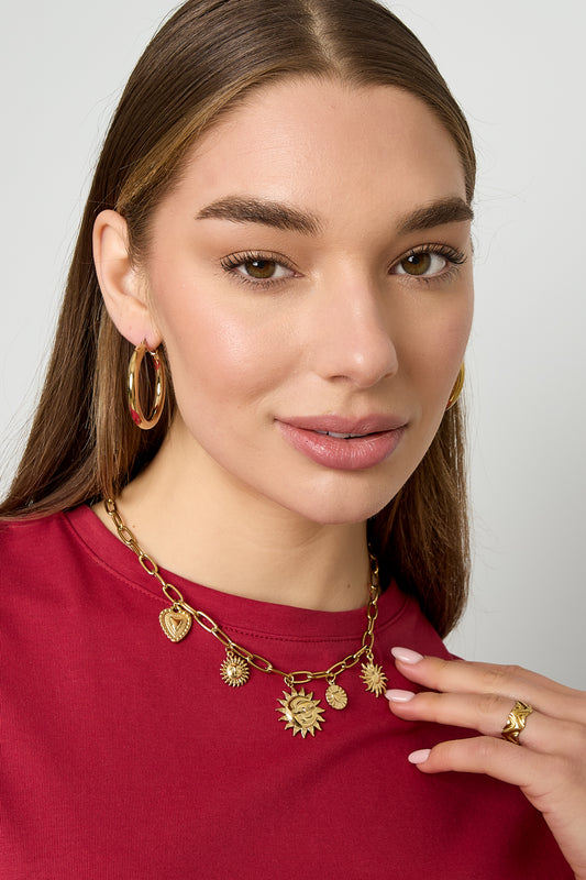 Halsketten mit Herzanhänger aus Edelstahl, lässige und schlichte Serie, Damenschmuck