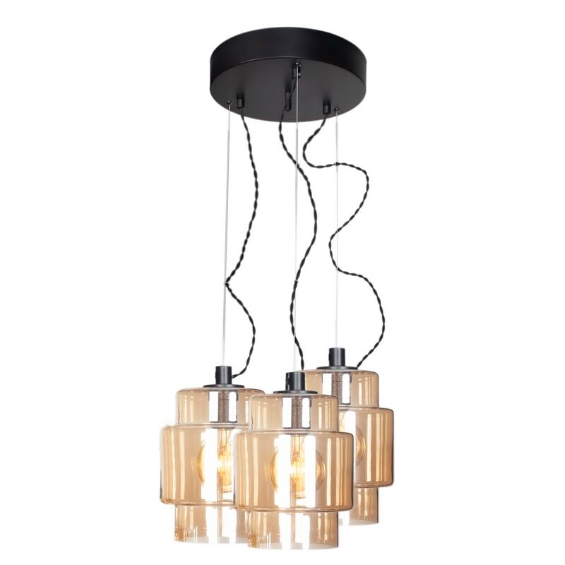 B-lager frá Rydéns Ebbot hengiljós ljósalampi ljós þriggja pera gulbrún