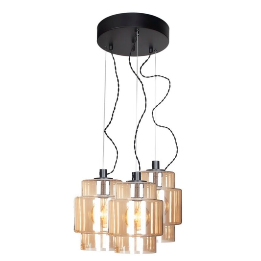 B-lager frá Rydéns Ebbot hengiljós ljósalampi ljós þriggja pera gulbrún