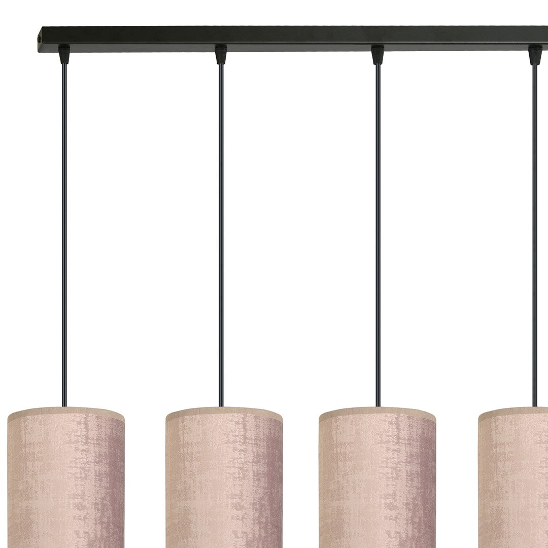 B-lager Emibig Lighting hengilampi Joni hengilampi úr textíl, 4 fl. á lengd, rósagylltur