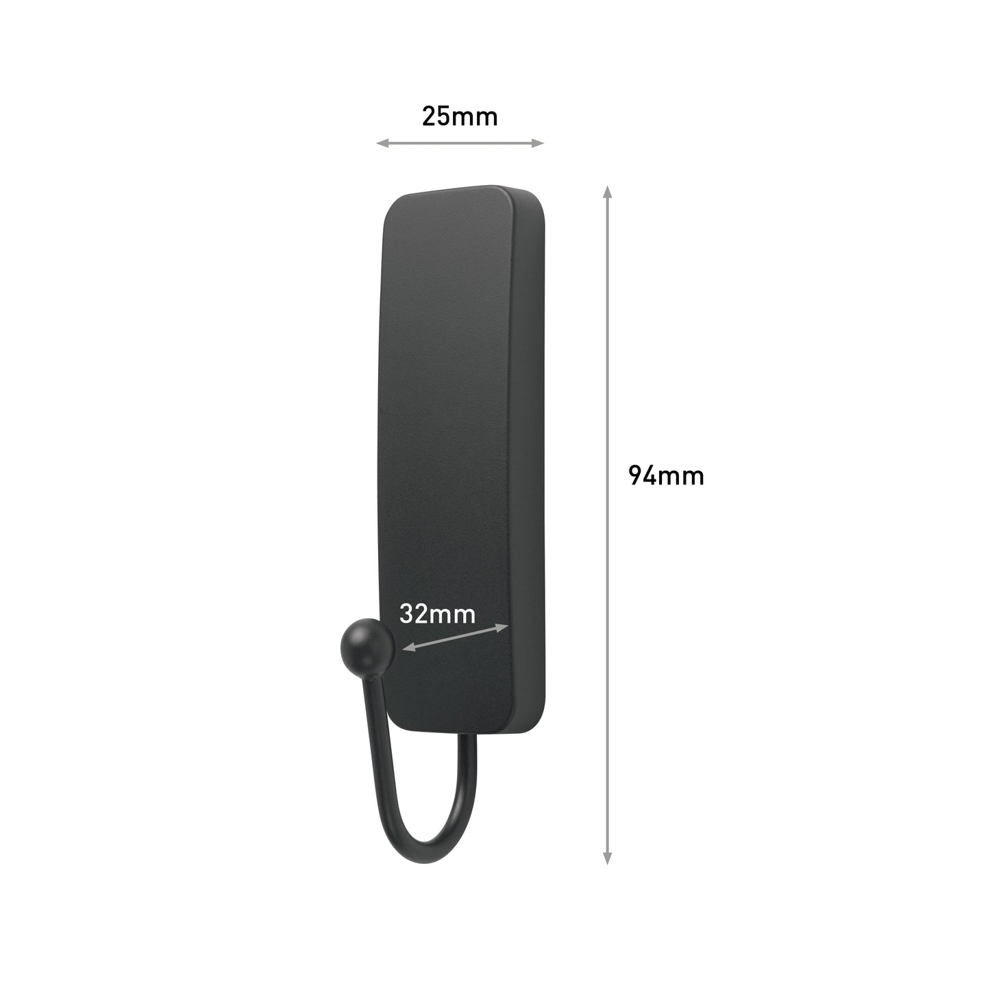 Mittelgroßer Command™ mattschwarzer Haken, 17034B, 1 Haken, 2 Strips | Packung (1 Stück)