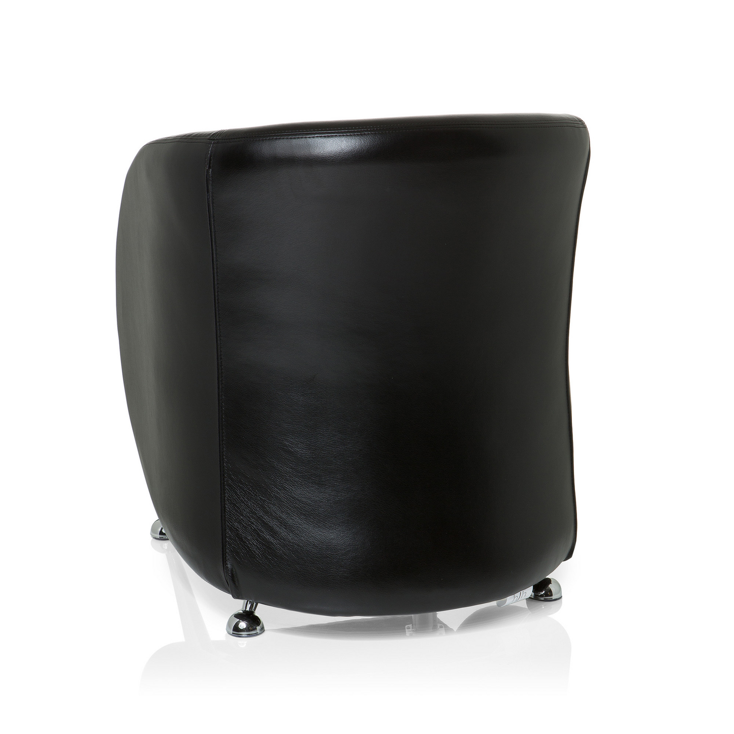 B-flokks Hjh skrifstofustóll, klúbbstóll, hægindastóll, gervileður, svartur, armpúðar, fótur