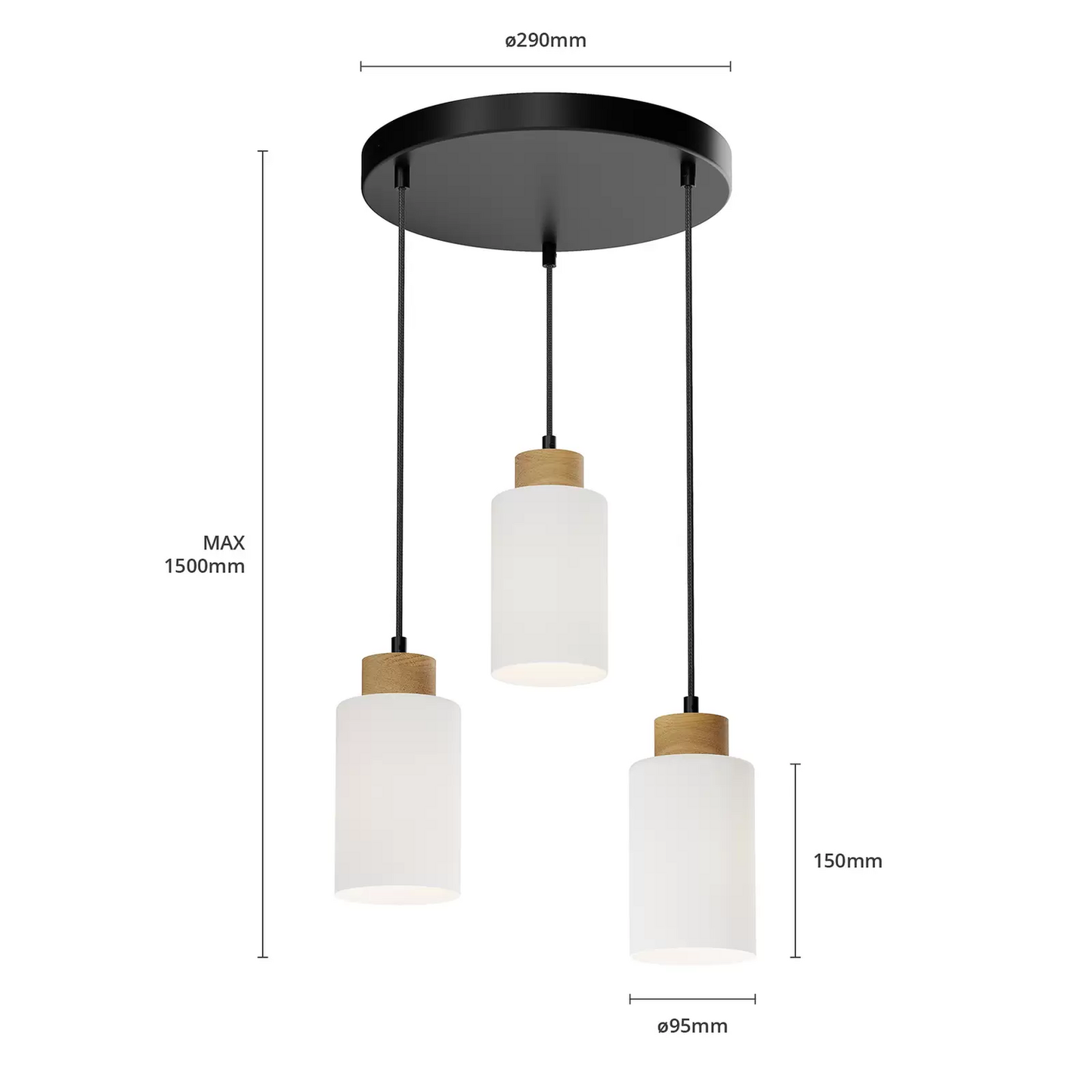 B-flokks Envostar Talia hengilampi, eik, hvítur, kringlóttur, loftlampi