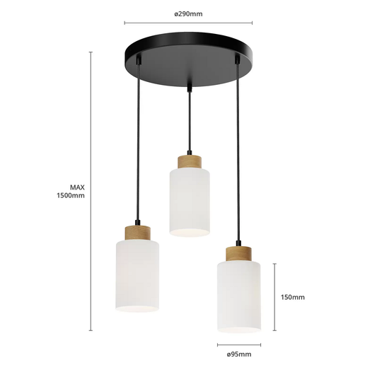 B-flokks Envostar Talia hengilampi, eik, hvítur, kringlóttur, loftlampi