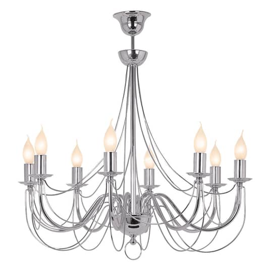 B-stock Euluna chandelier retro eight-bulb 75cm chrome pendant light hanging light E14 